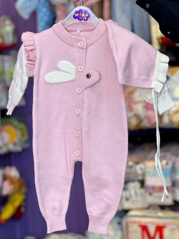 Imported Türkish soft Woolen Romper pink