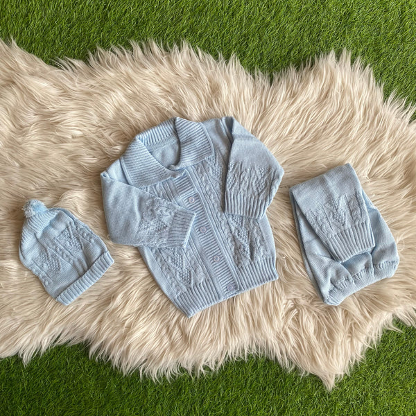Imported türkish Woolen 3 pc set blue