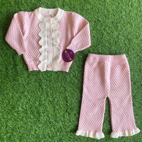 Imported türkish Woolen 2 pc set pink