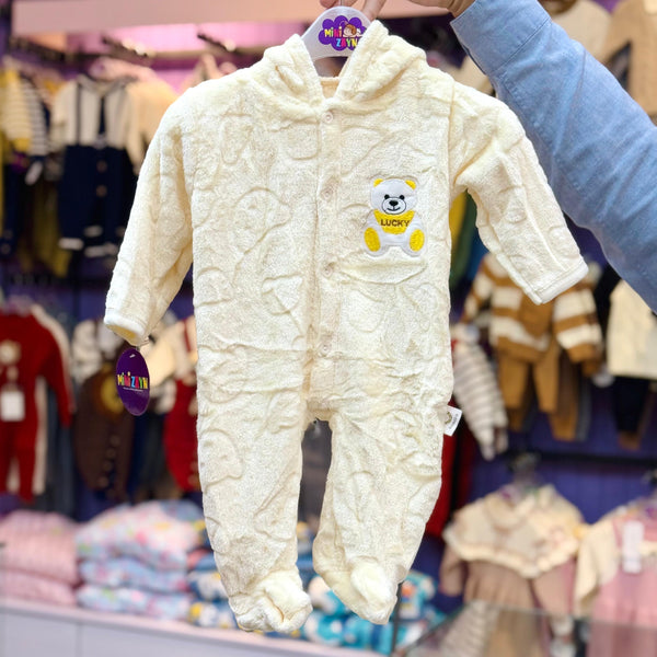 Winter Fur Hoodie Romper (inner ,outer soft fur stuff) yellow