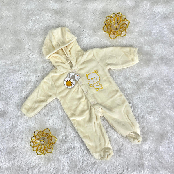 Winter Fur Hoodie Romper / yellow