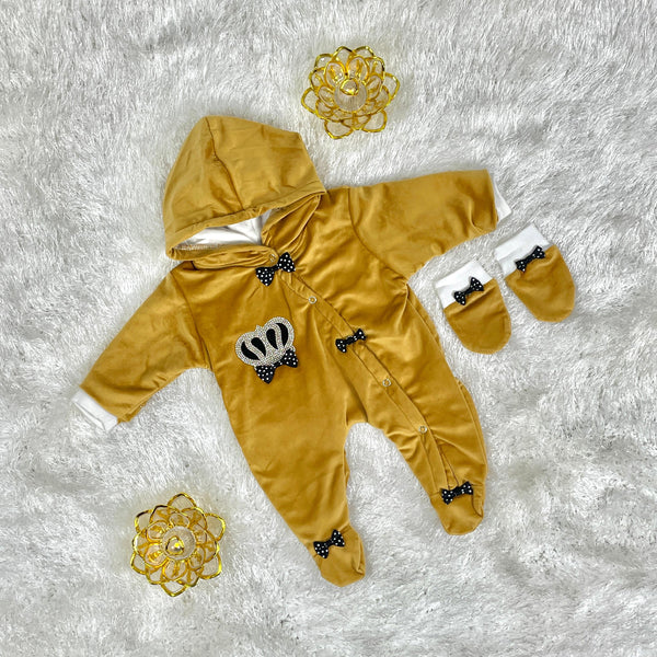 Türkish style velvet romper set