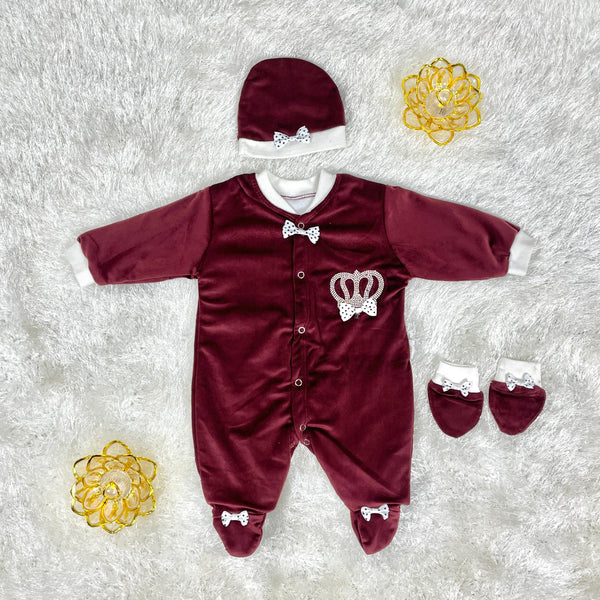 Türkish style velvet romper set