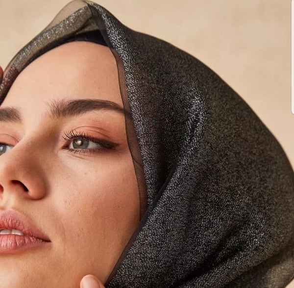 Glittery Tulle Pure Silk Hijab