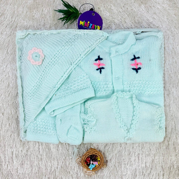 Woolen shawl Suit - Sea green