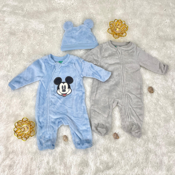 Zipper fur romper set with cap