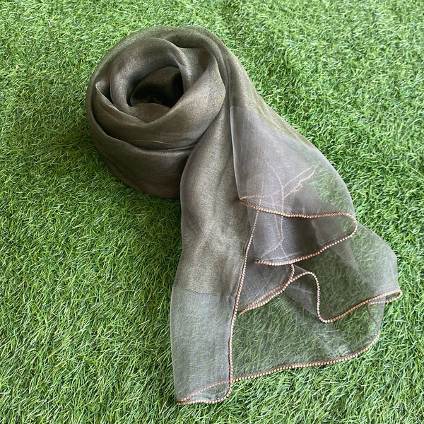 Pure Silk Scarf with stone Edge