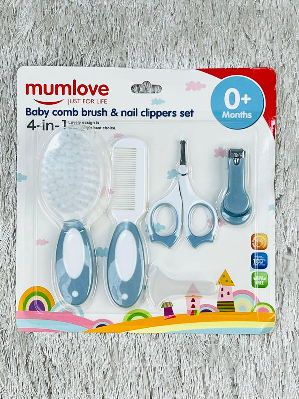 4 Pc Baby comb brush & nail clipper set