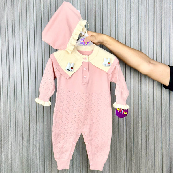Imported Türkish soft Woolen Romper pink