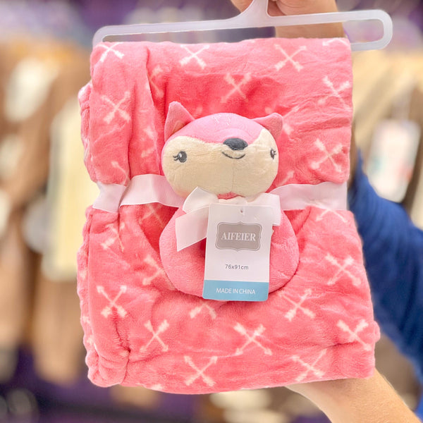 Imported fur stuff Hooded Character Blanket