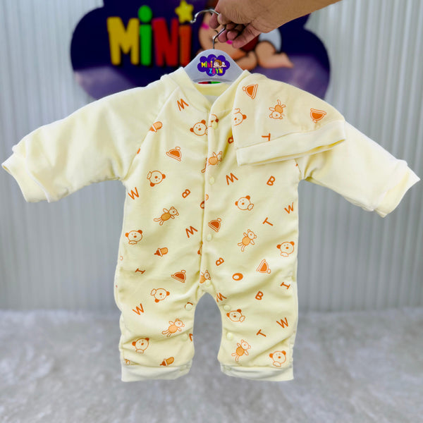 Imported inner fleece outer velvet romper with cap