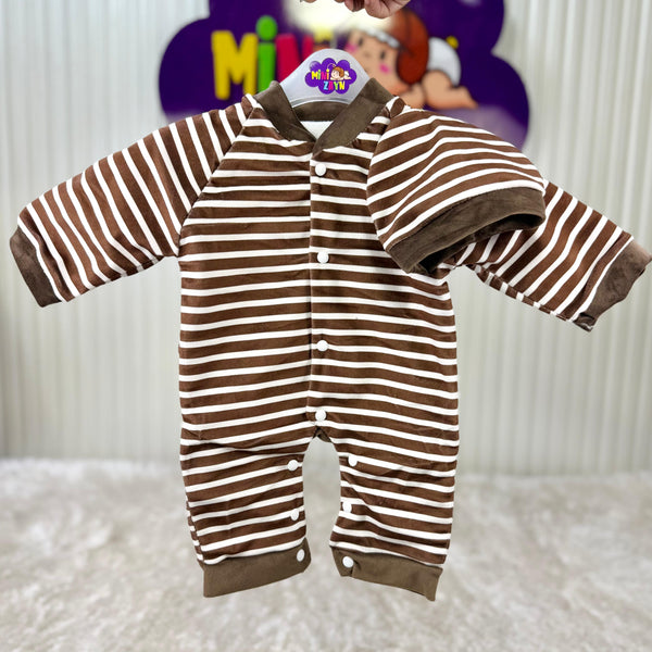 Imported inner fleece outer velvet romper with cap