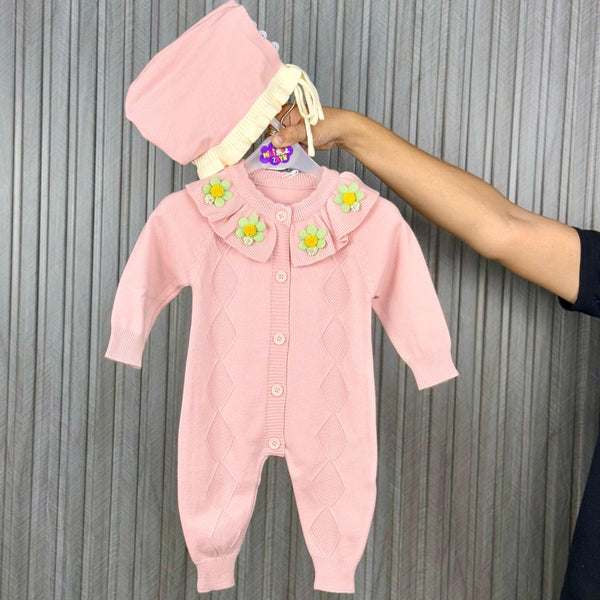 Imported Türkish soft Woolen Romper pink